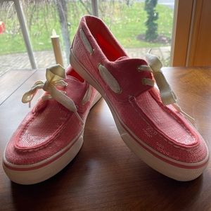 Sperry Topsider Coral Peach Sequin Shoes